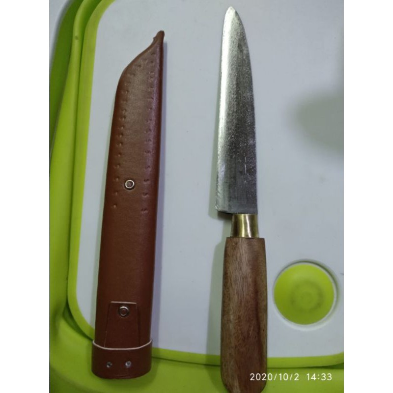 Pisau Cap Garpu + Serangka Baja Per Asli Banten / Pisau Baja Per + Sarung Serangka Khas Pande Banten