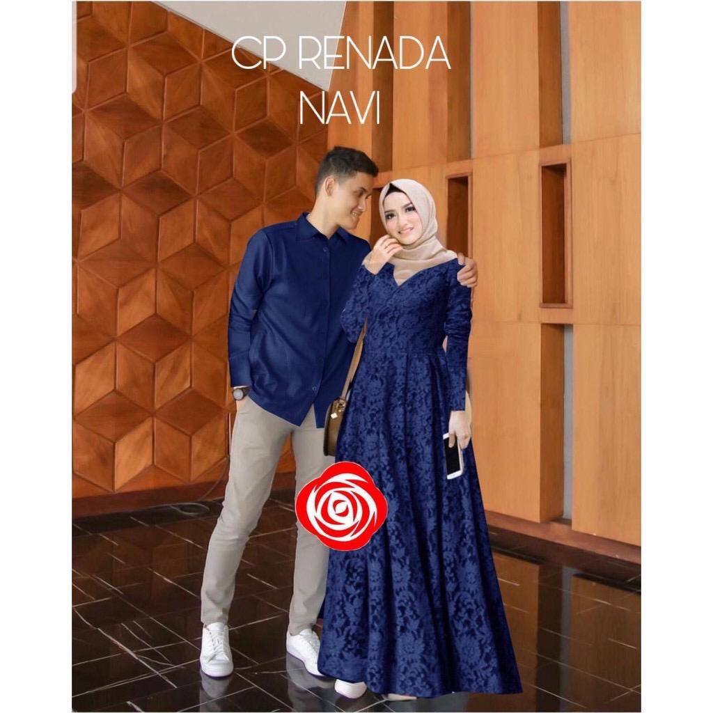 Couple Baju Muslim Brukat Pasangan Pria Wanita Renada - Couple M L XL