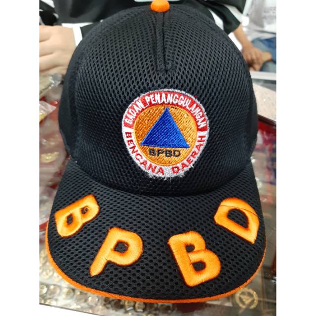Topi BPBD hitam bordir