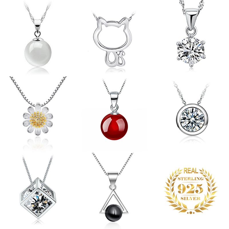 925 liontin perak murni untuk wanita liontin berlian perhiasan kalung fashion DZ-001