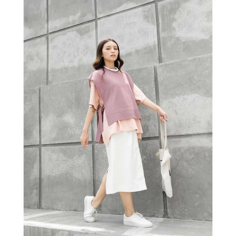 Rompi Tali / Rompi Rajut Wanita Knit Vest Outher Oversize Korean Style