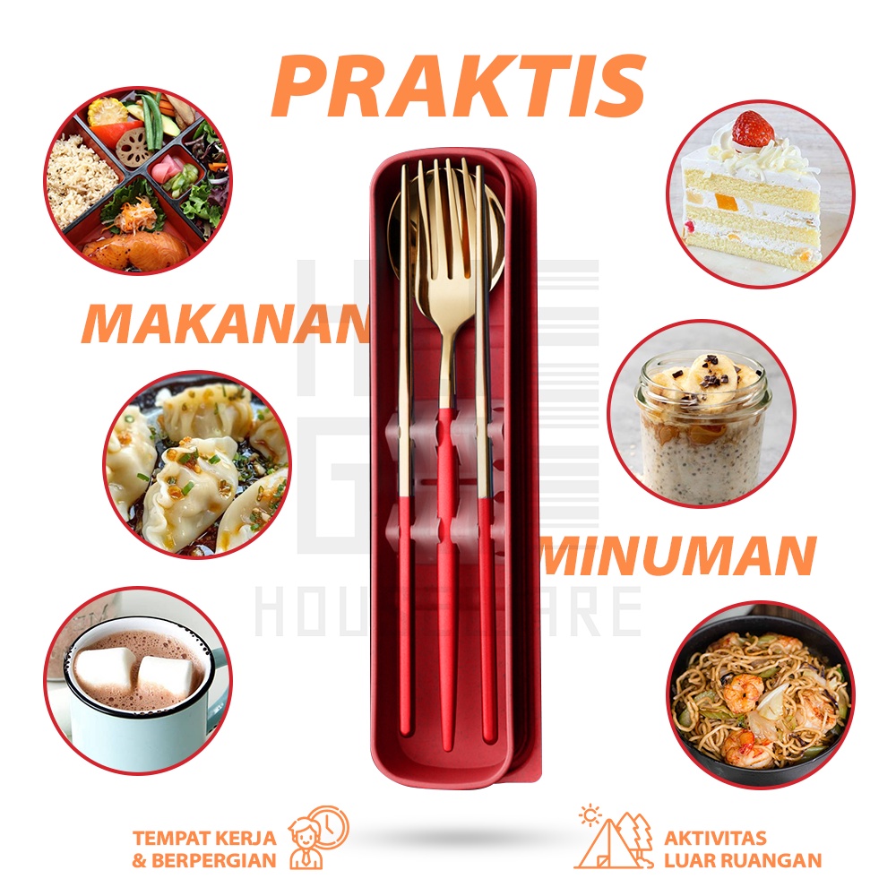 Sendok Garpu Sumpit Set Alat Makan Stainless Steel 304 Food Grade HUGO