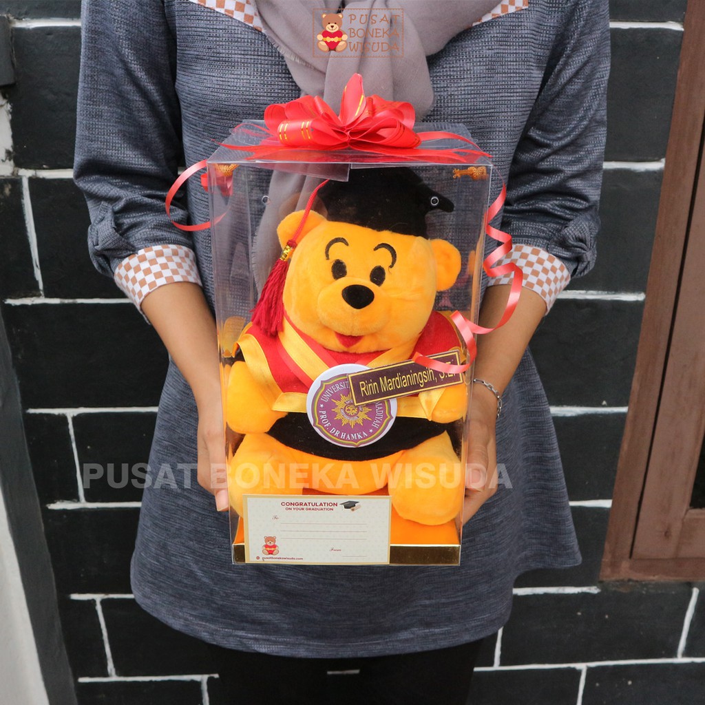 Kado Wisuda Boneka Winnie the Pooh Hadiah Boneka Wisuda Winie the poh Wini the Pooh Kecil Mika Nama