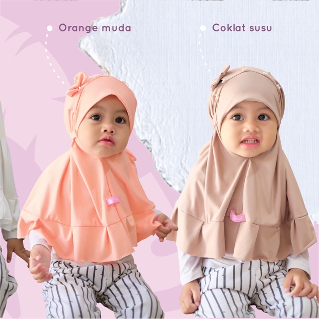 Kerudung anak alesha pearl/ mutiara / bergo tali anak / bergo jersey anak