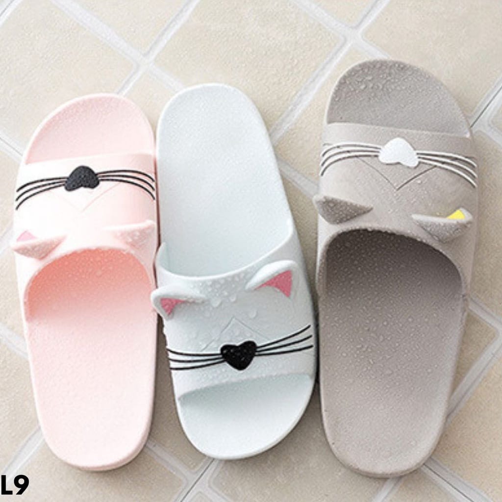 SANDAL FLIP-FLOP WANITA MODEL SELOP DESIGN CAT KOREAN BAHAN FULL RUBBER IMPORT MUDAH DICUCI L9