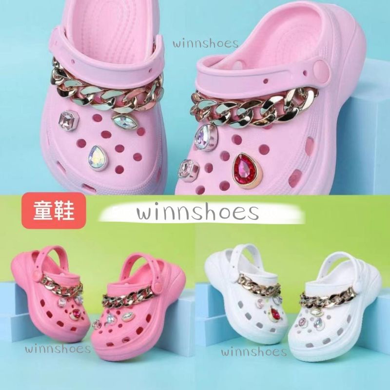 Bae Chain Clog Sandal Anak Perempuan Korea Kekinian Free Jibbitz Sendal Import Rantai Cewe Slop not Crocs