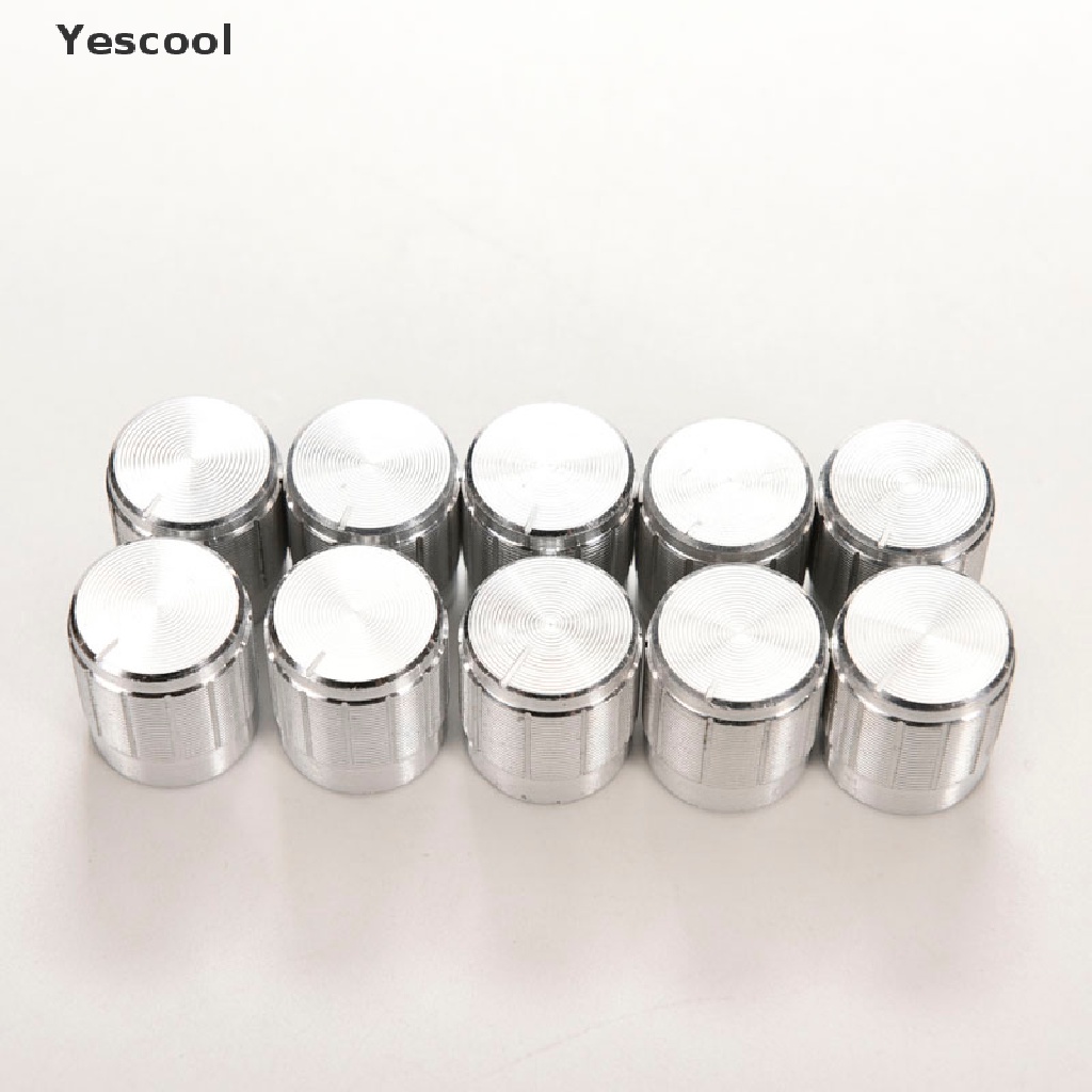 Yescool 10PCS Kenop Saklar Potentiometer Putar Kontrol Volume Lubang Pointer 6mm Bahan Aluminum