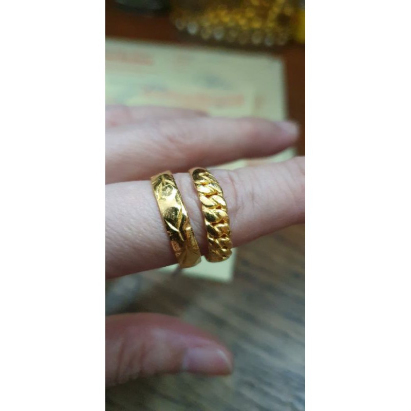 Cincin motif polos simple 99% 99 24k 24 karat emas asli