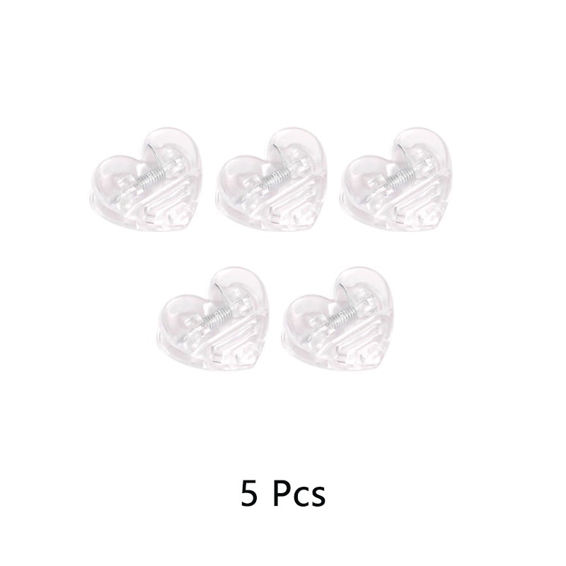 5pcs Klip Kertas Memo Bentuk Hati Bahan Plastik Transparan