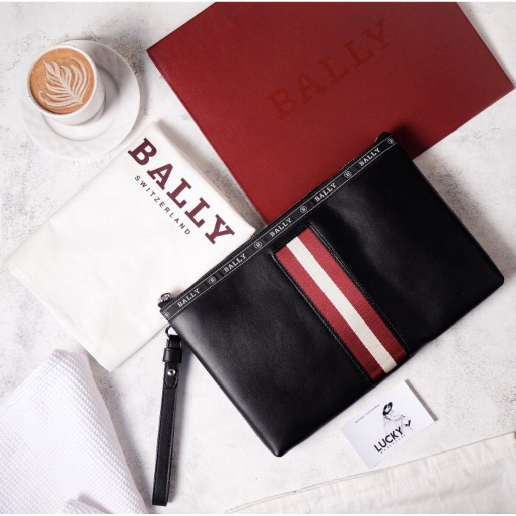 Bally Hartland Leather Clutch Bag In Black - ORIGINAL 100%