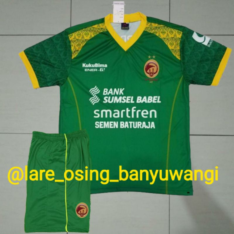 SETELAN DEWASA SRIWIJAYA FC AWAY 2018 HIJAU LIGA 1 JERSEY CELANA PRINTING LOKAL