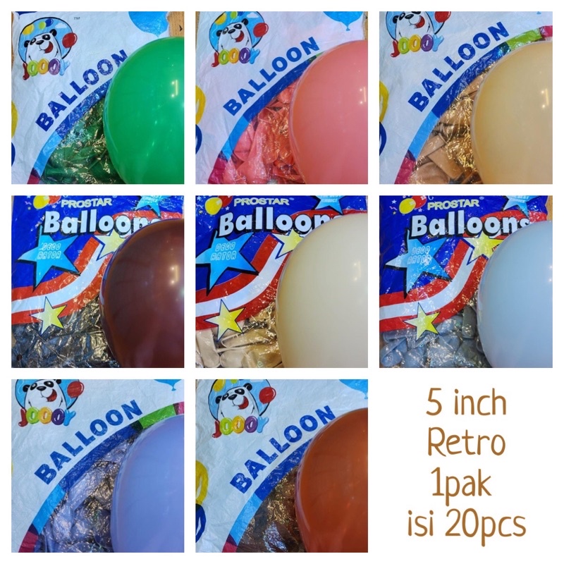 20pcs BALON RETRO 5 INCH