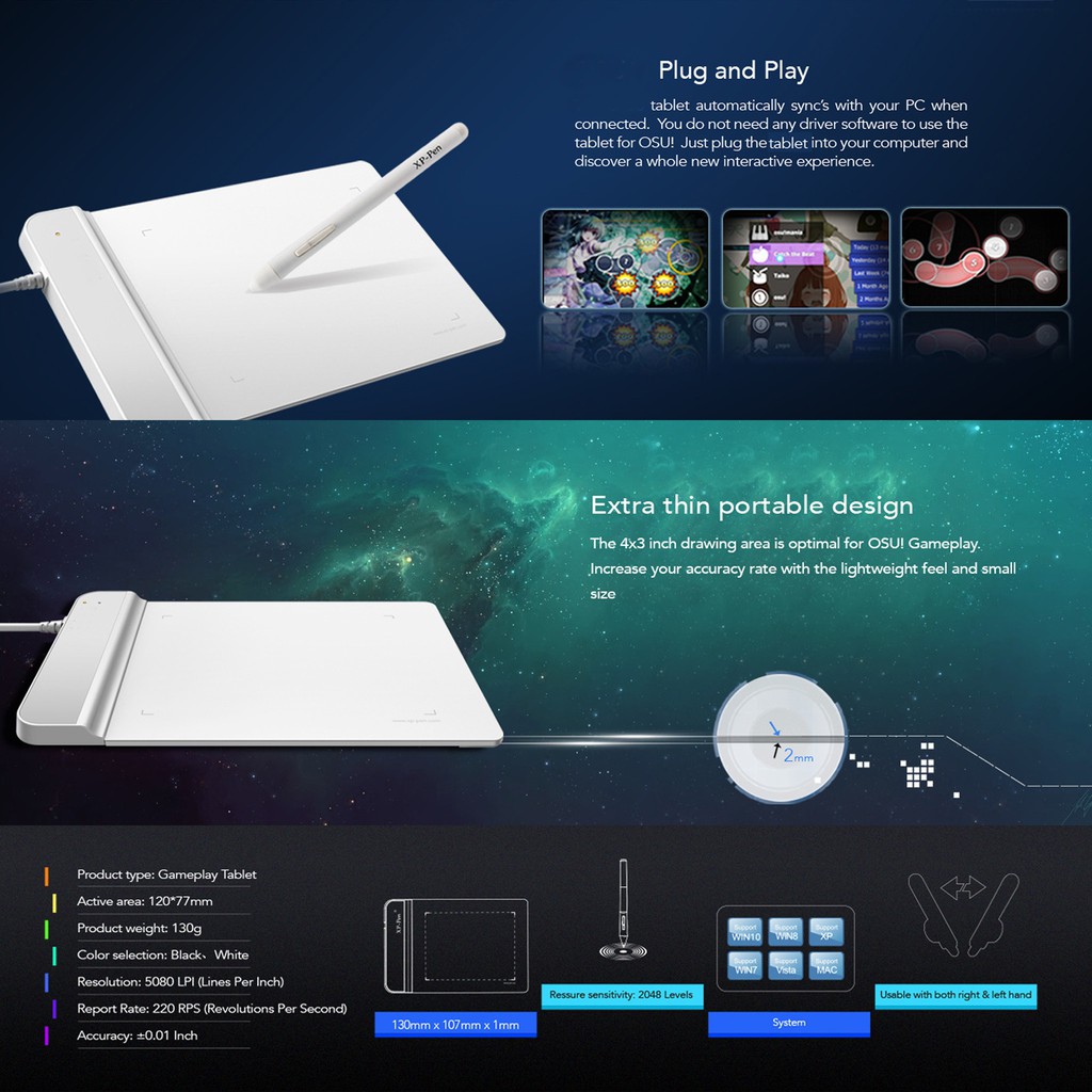 USB Papan Sketsa Tablet + Pen Grafis u/ PC&Laptop (Designer,Animator)