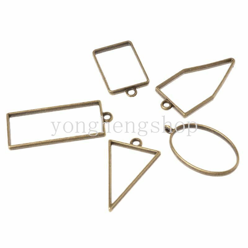 10pcs / set Cetakan Resin Epoksi UV Frame Metal Geometri Hollow Campur Untuk Membuat Perhiasan DIY