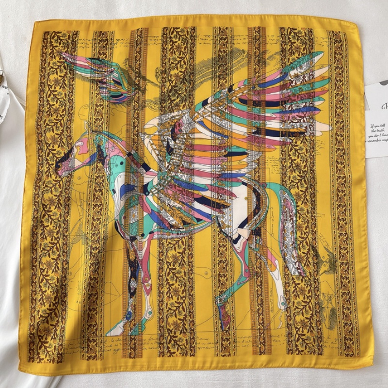 &quot;Georgia&quot; 70x70 cm scarf, Motif Kuda Scarf Leher, Scarf Tas, Bahan High Grade Silk Immitation