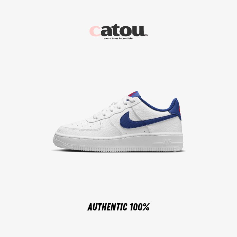 Nike Air Force 1 Low GS White Deep Royal Blue University Red Original 100% BNIB [RESMI]