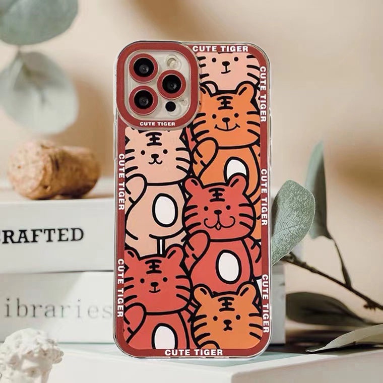 Soft Case TPU Motif Bunga Harimau Untuk Iphone 13 12 Mini 11 Pro X XR XS Max SE 2020 6 6S 7 8 Plus