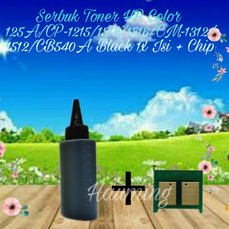 Serbuk Toner HP 125A CP1215 CP1515 CP1518 CM1312 CM1512 CP 1215 1515 1518 CB540A Black + Chip