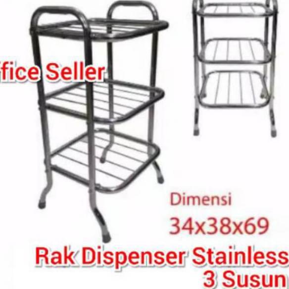 Rak Dispenser 3 Susun | Meja Dispenser Galon | Rak Dapur Minimalis - STAINLESS STEEL 