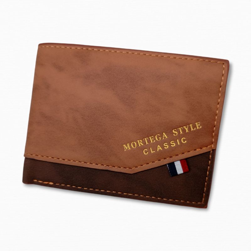 MORTEGA Dompet Lipat Kulit Pria PU Leather Wallet