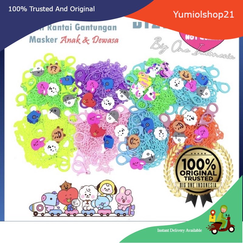 Tali Rantai Gantungan Masker Anak dan Dewasa, Tali Masker BT21, Kalung Masker  Ponny, Mask Lanyard