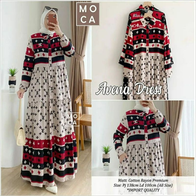 Avena Dress, GAMIS KATUN RAYON CANTIK FIT XL LD 100 BAHAN KATUN RAYON PREMIUM TERMURAH MODIS KEKINIAN OOTD