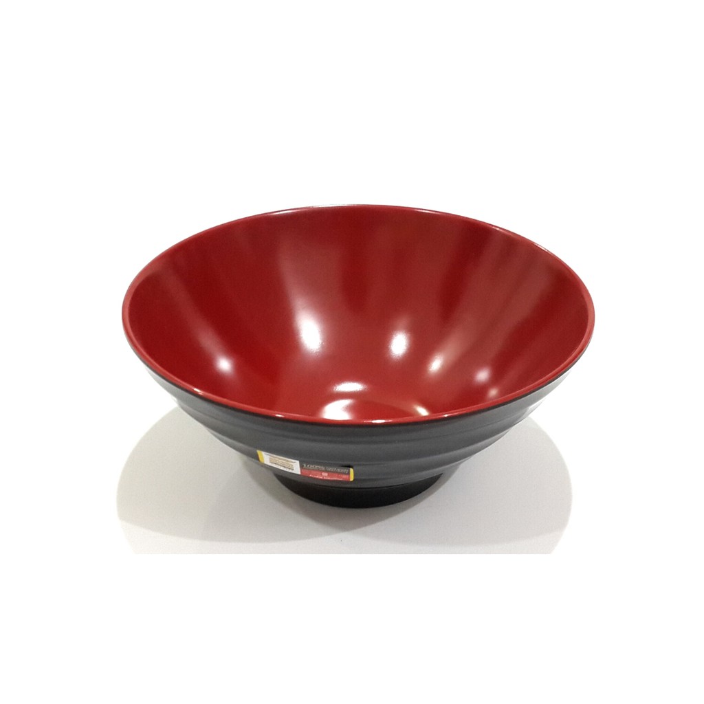 MANGKUK RAMEN JEPANG Golden Dragon W75A4 Mangkok Melamin Ulir Datar 7.5 inch Merah Hitam