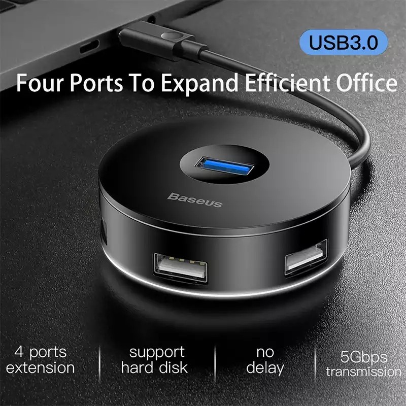 Baseus Round Box USB HUB Type C Male to USB Female Adapter Adaptor Original Kabel Converter Ori