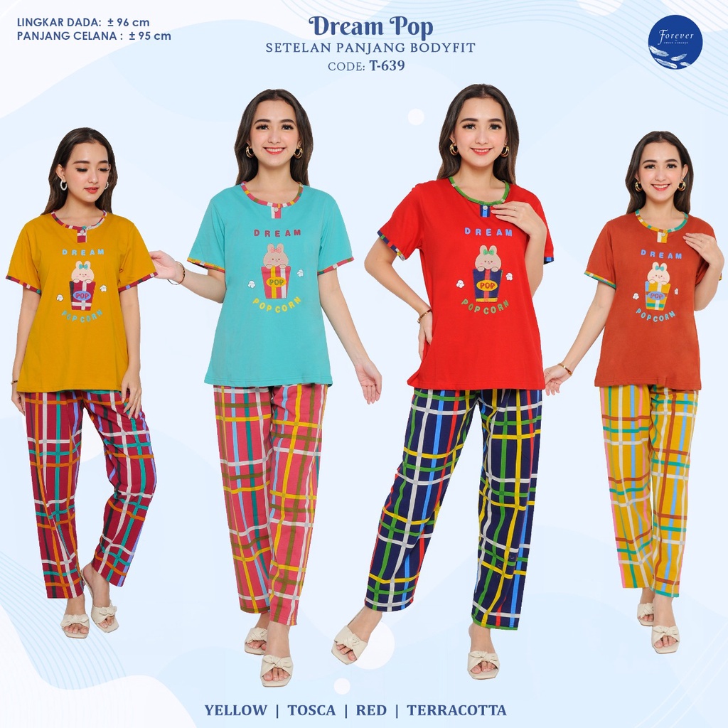 FOREVER SWEET Celana Panjang Lengan Pendek Piyama Baju Tidur Baby Doll Wanita T 639