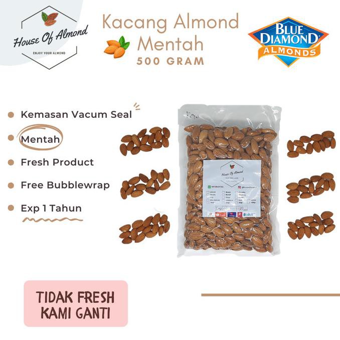 

Diskon Natural Whole Raw Almond (Mentah) kacang almond Blue Diamond 500gram Diskon