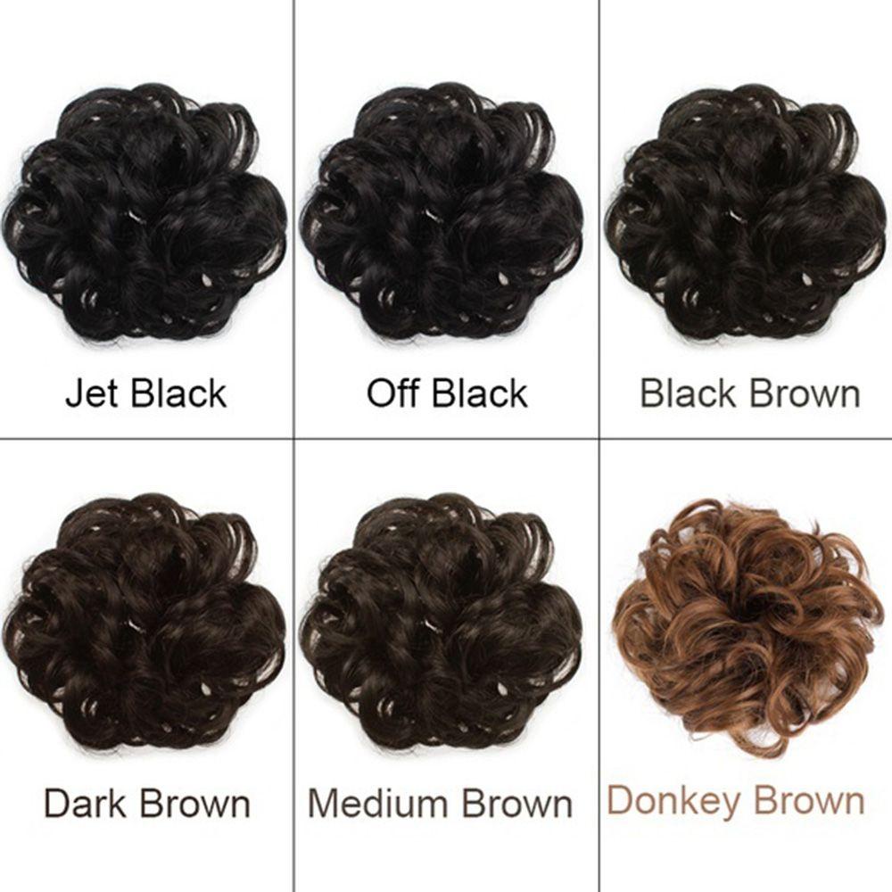 Ikat Rambut Scrunchie Elastis Model Keriting Messy Bahan Sintetis Untuk Wanita