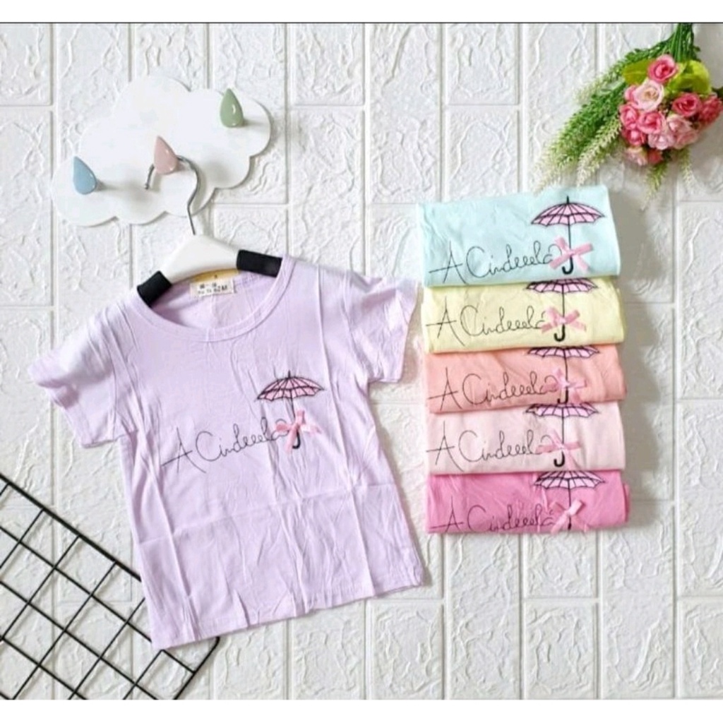 Baju Anak Perempuan Usia 1 tahun - 9 tahun / Kaos Anak Perempuan Lengan Pendek / 100% cotton import