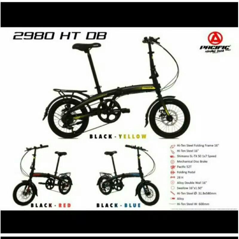 SEPEDA LIPAT PACIFIC 2980 HT DOUBLE DISK BRAKE TERMURAH KUALITAS PASTI