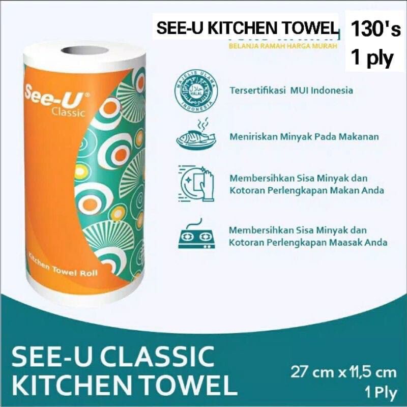 Tisu kitchen SEE -U Kithchen Dapur Towel Roll classic 1ply 130 sheets / TISU MINYAK GORENG HARGA TERMURAH