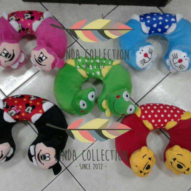 Bantal leher karakter, bantal karakter, bantal leher hello kitty, bantal leher doraemon