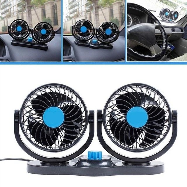 Portable Car Fan/Kipas Angin Mobil 5 volt 360 Derajat Double Head USB Dengan 3 Kecepatan