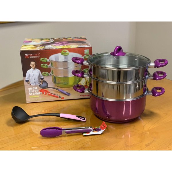 PANCI KUKUS 3 SUSUN TERBESAR 32 cm - ORIGINAL SUPRA STEAMER Free TUTUP KACA