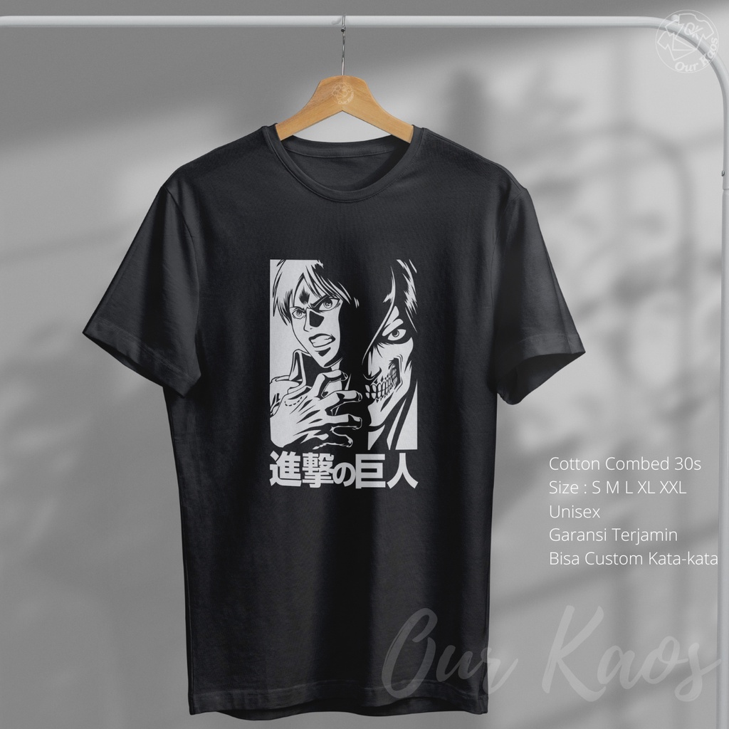 Kaos Anime Attack On Titan Shingeki No Kyojin Eren Yeager Murah Keren Original T-shirt Oblong Pria W