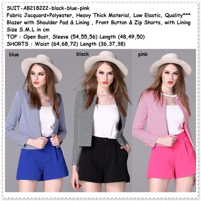 Setelan Set Baju Atasan Blazer Celana Pendek Kulot Wanita Korea Import