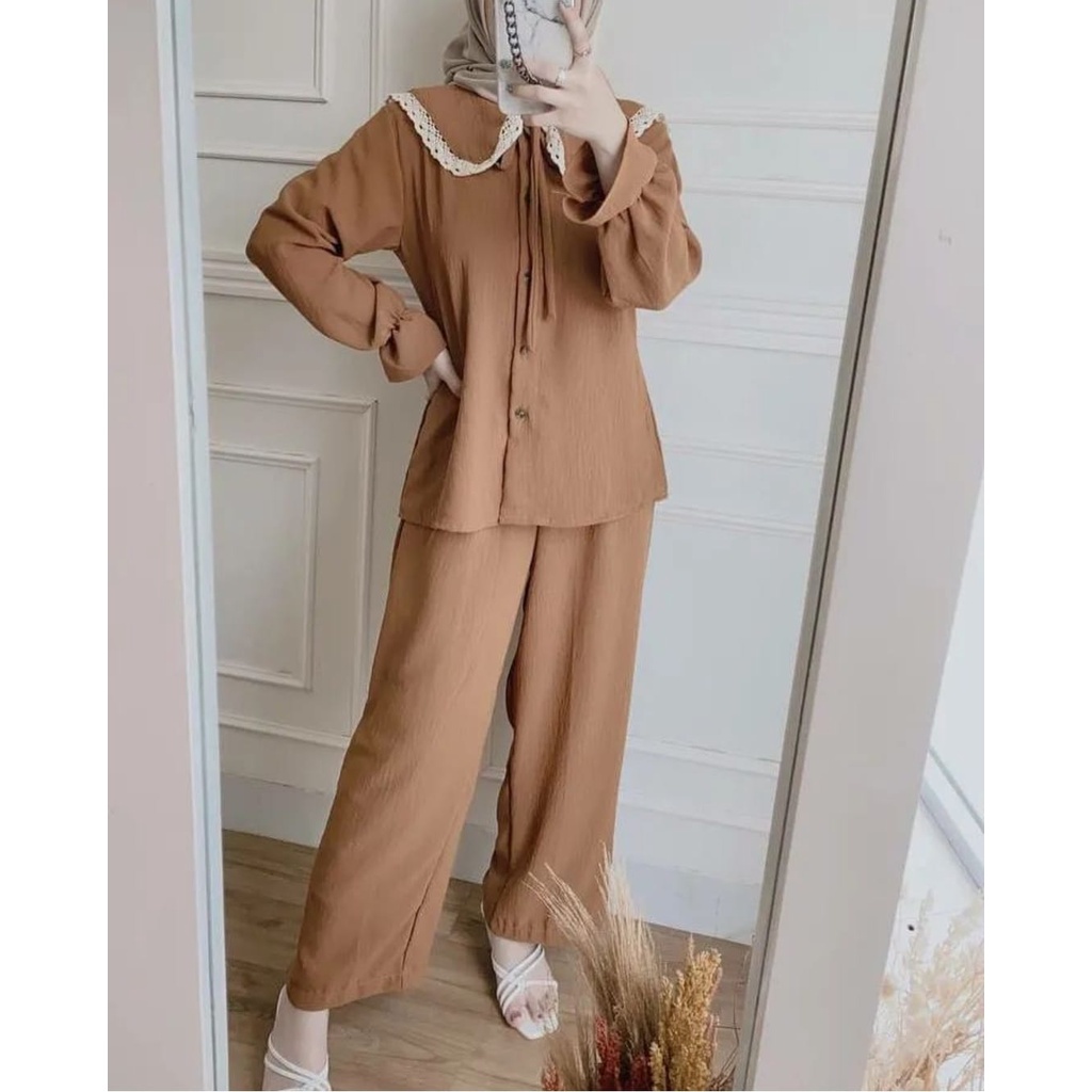 KOESVA ONE SET PREMIUM CRINCKLE RAYON BEST QUALITY-KOESVA SET MOCA