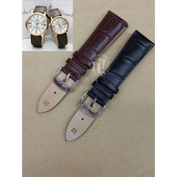 Tali jam tangan AC couple Strap/tali jam tangan Alexandre christie kulit motif croco genuine leather
