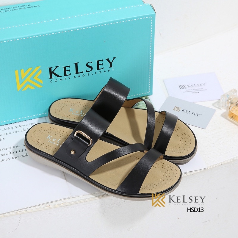 Kelsey sandal HSD13 Flat Shoes Wanita Import Slide Ujung Terbuka