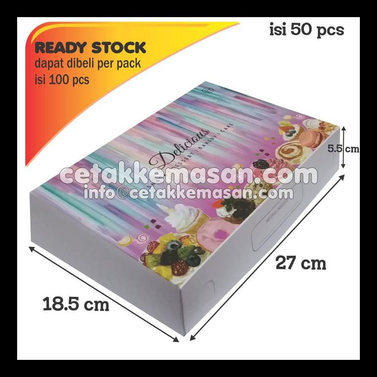 

DUS BOX KEMASAN ROTI KUE DONAT UK 27 X 18,5 X 5,5 CM FOODGRADE BERKUALITAS