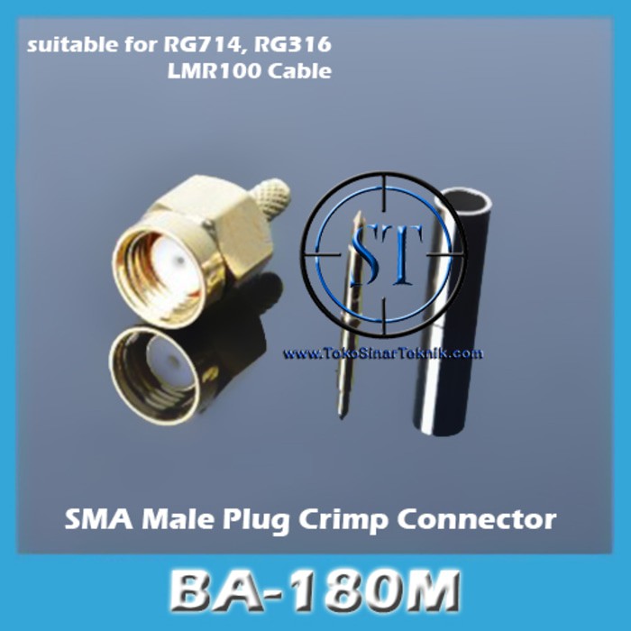 BA-180M Konektor RPSMA Male RG316 Drone RG178 sma router 3g 4g hspa