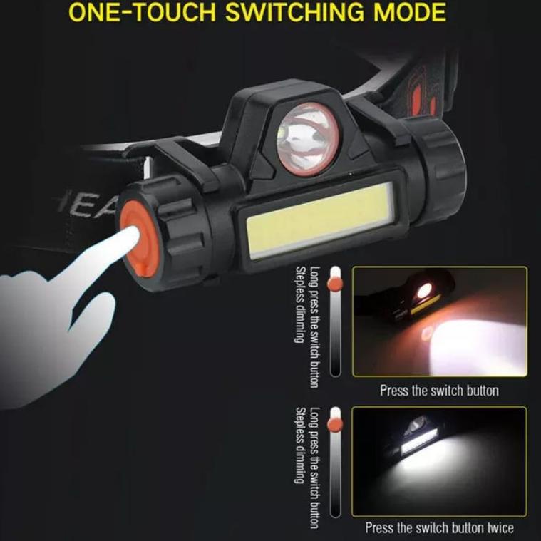 Senter Kepala LED Cas XPE Dan COB Mini Super Terang Senter Wajib Punya No Mitsuyama MS 1922 {TOM.21J