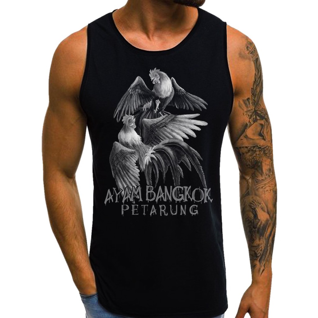 SINGLET PRIA AYAM BANGKOK KAOS TANPA LENGAN / KAOS DALAM / T-SHIRT DISTRO /SINGLET MURAH BERKUALITAS