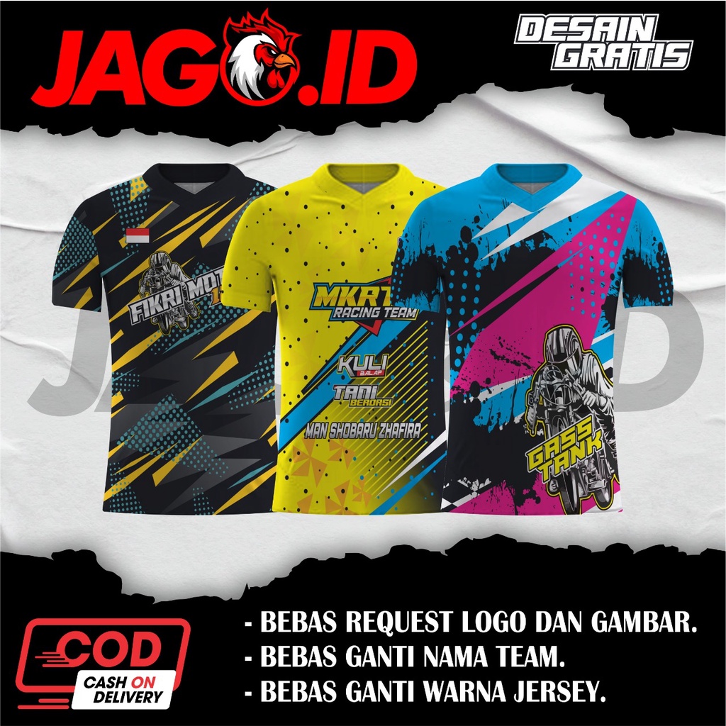 Jersey Racing Desain Custom || Bahan Hyget Serena || full printing || Jago.id