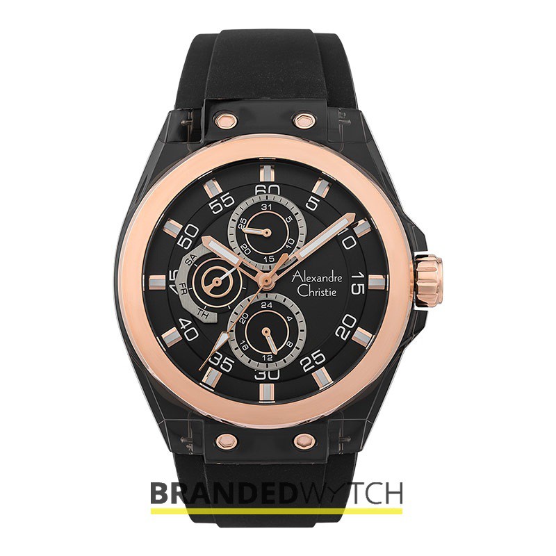 Jam Tangan Alexandre Christie Pria 6546 Black Rosegold ORIGINAL/Jam Alexandre Christie Pria AC 6546