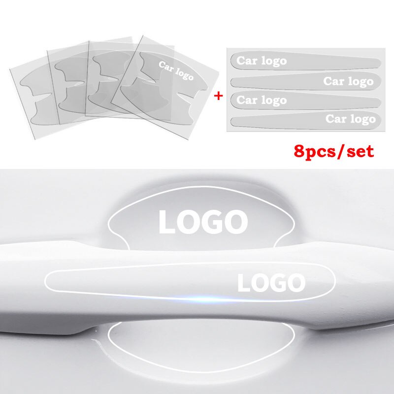 8pcs Stiker Pelindung Gagang Pintu Mobil Transparan Anti Gores