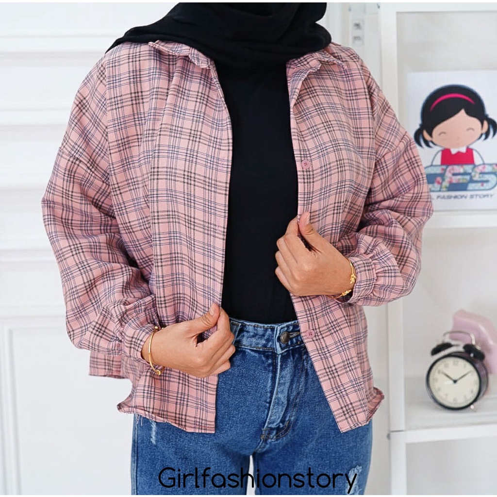 GFS OVERSIZE TARTAN SEMIWOLL SHIRT